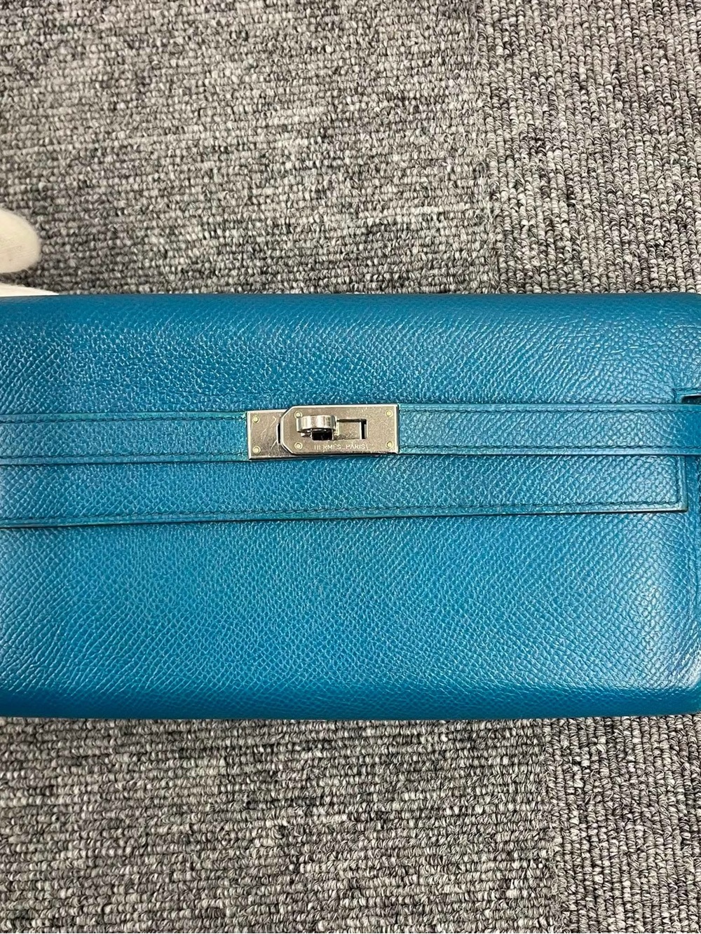 Hermes Blue Leather Zip Wallet